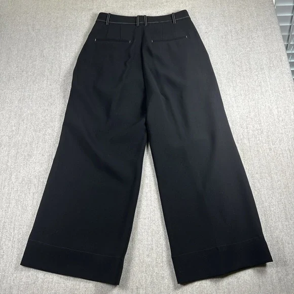 M.M.LaFleur Black Wide Leg Dress Pants Women's Size 6 Cropped Tailored Workwear - Picture 10 of 12